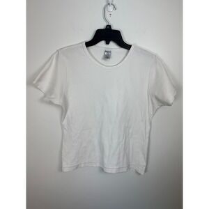 Regatta Womens XL White Cotton Short Sleeve T-Shirt Embroidered Neckline Basic